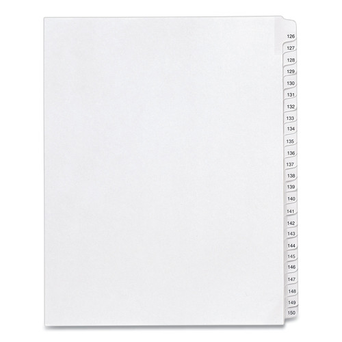 Back to School Sale | Avery 01706 11 x 8.5 Allstate Style Preprinted Legal Exhibit Side 126 to 150 Tab Index Dividers - White (25-Pieces/Set) image number 0