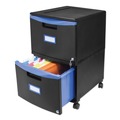 Office Filing Cabinets & Shelves | Storex 61314U01C 14.75 in. x 18.25 in. x 26 in. 2-Legal/Letter File Drawer Mobile Filing Cabinet - Black/Blue image number 3