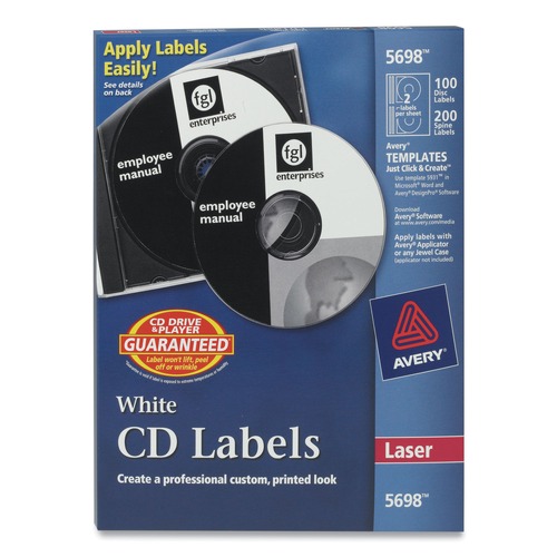 Labels | Avery 05698 Laser CD Labels - Matte White (100/Pack) image number 0