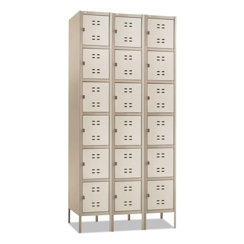 Office Filing Cabinets & Shelves | Safco 5527TN 36 in. x 18 in. x 78 in. Three-Column Box Locker - Two-Tone Tan image number 0