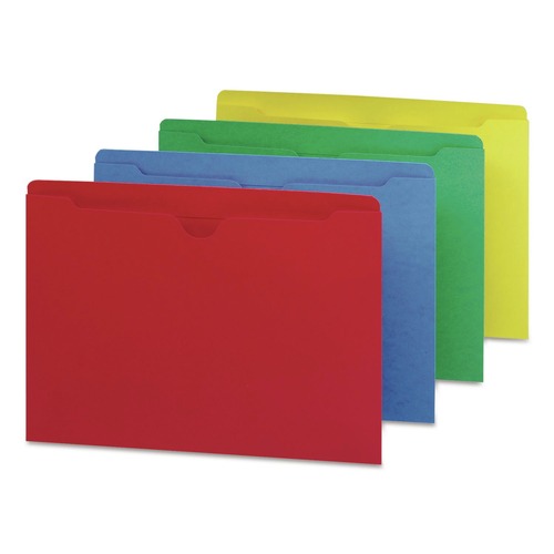 File Folders | Smead 75613 Straight Tab Letter Size Colored File Jackets with Reinforced Double-Ply Tab - Assorted Colors (100/Box) image number 0