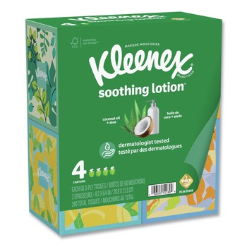 Kleenex 54289 Soothing Lotion 3-Ply Facial Tissue - White (8/Carton)