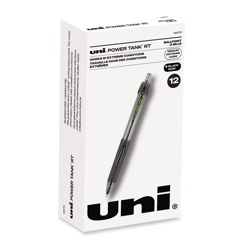Pens | uni-ball 42070 Bold 1 mm Retractable Power Tank RT Ballpoint Pen - Black Ink Smoke/Black Barrel (1-Dozen) image number 0