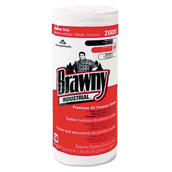 Georgia-Pacific 20085 11 in. x 9.38 in. 1-Ply Premium DRC Perforated Roll Wipers - Unscented, White (20 Rolls/Carton)