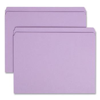 Smead 12410 Colored File Folders with Reinforced Top Straight Tabs - Letter, Lavender (100/Box)