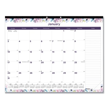 PRODUCTS | Blueline C194113 12-Month (Jan-Dec): 2026 22 in. x 17 in. Passion Floral Artwork Monthly Deskpad Calendar - Multicolor Sheets, Black Binding