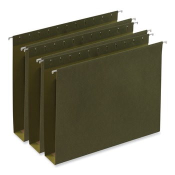 Universal UNV14142 1/5-Cut Tab Box Bottom Hanging File Folders - Letter Size, Standard Green (25/Box)