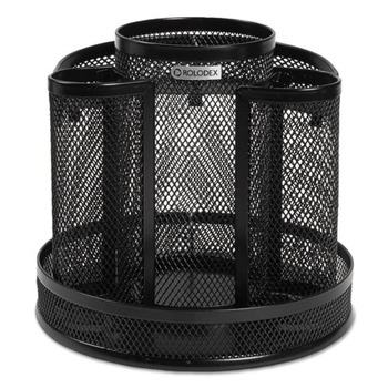 Rolodex 1773083 6.5 in. Diameter x 6.5 in. Height 8 Compartments Steel Wire Mesh Spinning Desk Sorter - Black