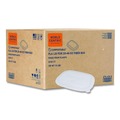Food Trays, Containers, and Lids | World Centric CTLCS3 8.8 in. x 6.9 in. x 0.8 in. Plastic PLA Lids for Fiber Containers - Clear (400/Carton) image number 1