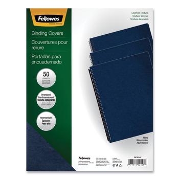 Fellowes Mfg Co. 52145 11.25 in. x 8.75 in. Executive Leather-Like Unpunched Presentation Cover - Navy (50/Pack)