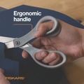 Arts & Crafts Supplies | Fiskars 116000-1005 8 in. Long 3.13 in. Cut Length Contoured Performance Scissors - Straight Gray Softgrip Handle image number 2