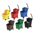 Mop Buckets | Rubbermaid Commercial FG758888RED WaveBrake 2.0 35 qt. Side-Press Plastic Bucket/Wringer Combos - Red image number 2