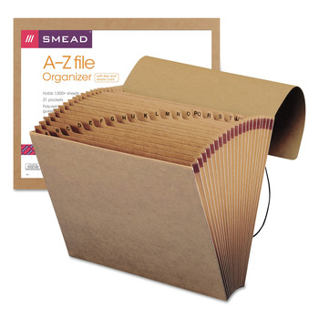 Smead 70121 Letter Size 1/21-Cut Tabs 21 Sections Elastic Cord Closure Indexed Expanding Kraft Files - Kraft