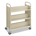 Cleaning Carts | Safco 5357SA 36 in. x 18.5 in. x 43.5 in. 300 lbs. Capacity 6 Shelves Metal Steel Double-Sided Book Cart -  Sand image number 1