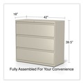 Office Filing Cabinets & Shelves | Alera 25504 42 in. x 18.63 in. x 40.25 in. 3 Legal/Letter/A4/A5 Size Lateral File Drawers - Putty image number 4