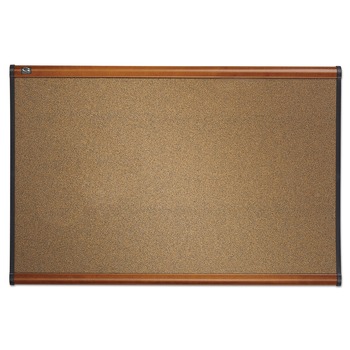 Quartet B243LC 36 in. x 24 in. Prestige Colored Cork Bulletin Board - Brown Surface/Light Cherry Finished Fiberboard/Plastic Frame