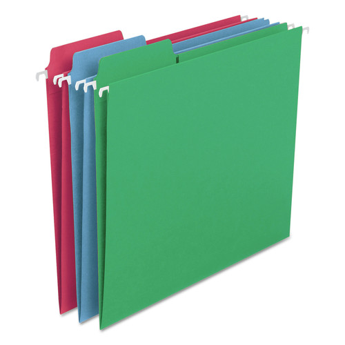 File Folders | Smead 64053 1/3-Cut Tabs Letter Size FasTab Hanging Folders - Assorted Colors (18/Box) image number 0