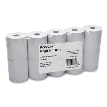 REGISTER AND THERMAL PAPER | PM Company 07906 3.13 in. x 230 ft. Direct Thermal Printing Thermal Paper Rolls - White (10/Pack)