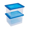 File Folders | Storex 61508U01C 18.5 in. x 14.25 in. x 10.88 in. Letter/Legal Files Plastic File Tote - Clear/Blue image number 2