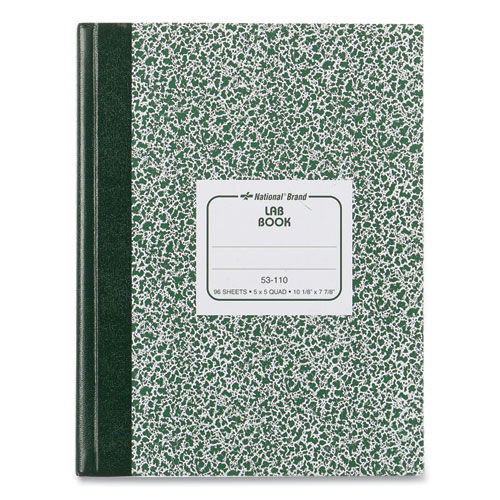Notebooks & Pads | National 53110 10.13 in. x 7.88 in. Sheets 5 sq./in. Quadrille Rule Lab Notebook - Green Marble Cover image number 0