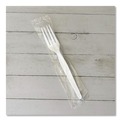 Cutlery | Boardwalk BWKFORKWHPSIW Heavyweight Wrapped Polystyrene Plastic Fork Cutlery - White (1000/Carton) image number 5
