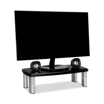 3M MS90B 20 in. x 12 in. x 1 in. to 5.78 in. 40-lb. Capacity Adjustable Monitor Stand - Black/Silver