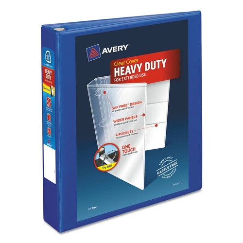Binders | Avery 79775 3 One Touch EZD Rings 1.5 in. Capacity 11 in. x 8.5 in. Heavy-Duty View Binder with DuraHinge - Pacific Blue image number 0