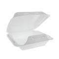 Food Trays, Containers, and Lids | Pactiv Corp. YHLW08010000 SmartLock 8 in. x 8 in. x 3 in. Medium Foam Hinged Lid Container - White (150/Carton) image number 1