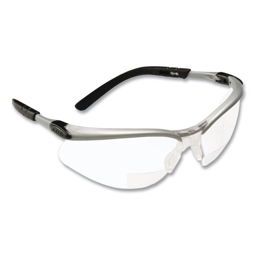 Safety & First Aid | 3M 11375-00000-20 BX Molded-In 2.0plus Diopter Strength Safety Glasses - Silver/Black Frame, Clear Lens image number 0