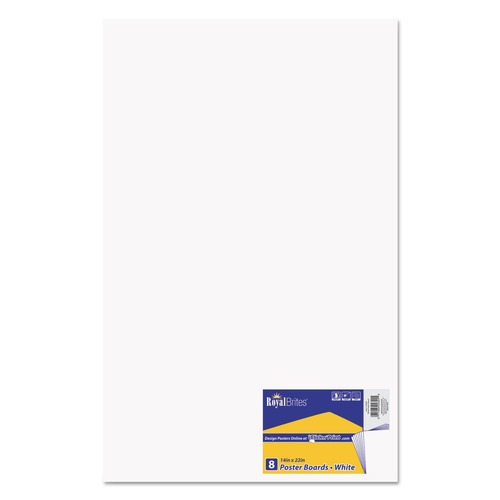 Project & Display Boards | Royal Brites 24324 14 in. x 22 in. Premium Coated Poster Board - White (8/Pack) image number 0