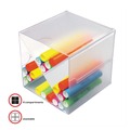 Just Launched | Deflecto 350201 6 in. x 7.2 in. x 6 in. 4 Compartments X Divider Stackable Plastic Cube Organizer - Clear image number 8