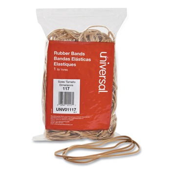 Universal UNV01117 0.06 in. Gauge Size 117 Rubber Bands - Beige (210/Pack)