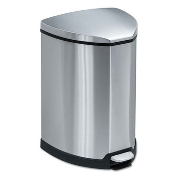 Safco 9685SS 4 Gallon Stainless Steel Step-On Receptacle - Chrome/Black