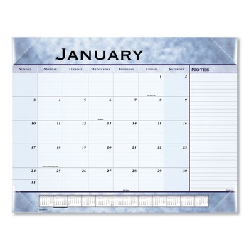 AT-A-GLANCE 89701 22 in. x 17 in. 12-Month (Jan to Dec): 2025 Slate Blue Desk Pad - Blue Sheets, Clear Corners