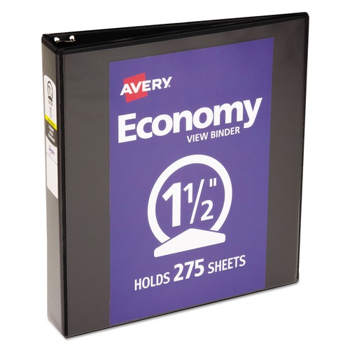 Just Launched | Avery 05725 3 Round Rings 1.5 in. Capacity 11 in. x 8.5 in. Economy View Binder - Black image number 0