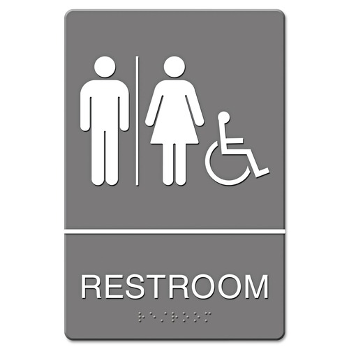 Floor Signs & Safety Signs | Headline Sign 4811 6 in. x 9 in. Molded Plastic Restroom/Wheelchair Accessible Tactile Symbol ADA Sign image number 0