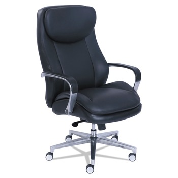 La-Z-Boy 48958 20.25 in. to 23.25 in. Seat Height Commercial 2000 High-Back Executive Chair Supports Up to 300 lbs. - Black Seat/Back, Silver Base