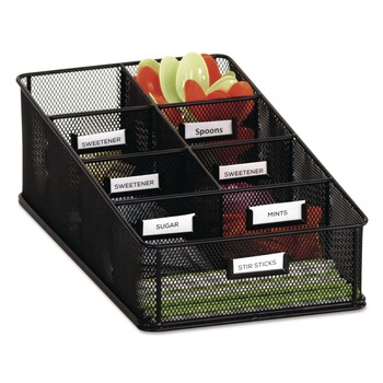 DESK ACCESSORIES AND OFFICE ORGANIZERS | Safco 3291BL 16 in. x 8.5 in. x 5.25 in. 7 Compartments Steel Mesh Onyx Breakroom Organizers - Black
