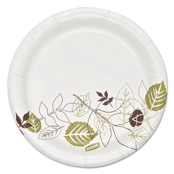 Dixie SXP6WS Pathways Soak Proof Shield WiseSize 5.88 in. Paper Plates - Green/Burgundy (125/Pack)