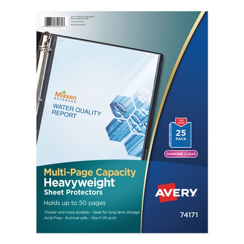 Sheet Protectors | Avery 74171 Multi-Page Top-Load Heavy Gauge Letter Sheet Protectors - Clear (25/Pack) image number 0