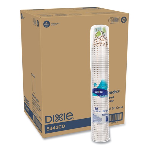  | Dixie 5342CD PerfecTouch 12 oz.Paper Hot Cups - Coffee Haze Design (50/Sleeve, 20 Sleeves/Carton) image number 0
