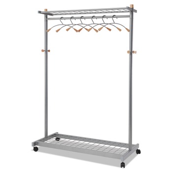 Alba PMLUX6 44.8w x 21.67d x 70.8h 6 Hanger/6 Hook Garment Rack - Silver/Wood