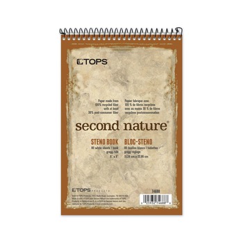 TOPS 74688 Second Nature 6 in. x 9 in. Sheets Gregg Rule Recycled Notepads - Brown Cover