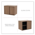 Office Filing Cabinets & Shelves | Alera ALELS593020WA Open Office Desk Series 29.5w x 19.13d x 22.78h Low Storage Cabinet Credenza - Modern Walnut image number 3