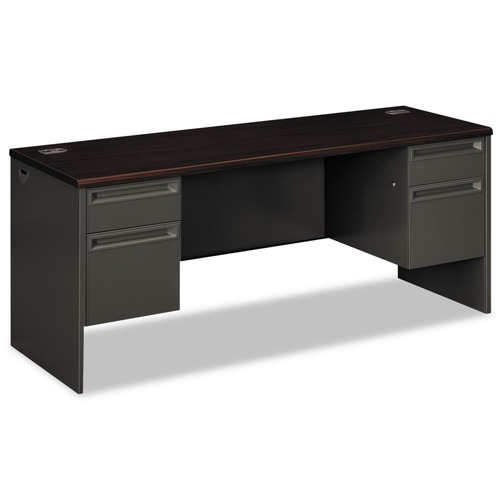 Office Desks & Workstations | HON H38854.N.S 38000 Series 72 in. x 24 in. x 29.5 in. Kneespace Credenza - Mahogany/Charcoal image number 0