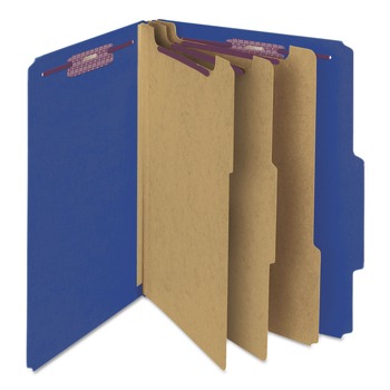 Smead 14096 8 SafeSHIELD Fasteners 3 Dividers Letter Size Eight-Section Pressboard Top Tab Classification Folders - Dark Blue (10/Box)
