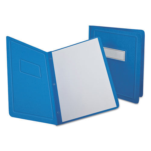 File Folders | Oxford 52501EE 3-Prong Fastener 0.5 in. Capacity 8.5 in. x 11 in. Title Panel and Border Front Report Cover - Light Blue (25/Box) image number 0