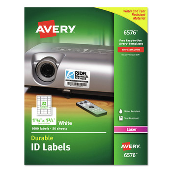 Avery 06576 1.25 in. x 1.75 in. Durable Permanent ID Labels with TrueBlock Technology - White (1600/Pack)