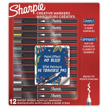 Sharpie 2196907 Fine Brush Tip Creative Markers - Assorted Colors (12/Pack)