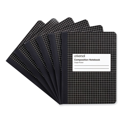 Notebooks & Pads | Universal UNV20957 100 Sheets 9.75 in. x 7.5 in. 4 sq-in. Quadrille Rule Composition Book - Black Marble (6/Pack) image number 0